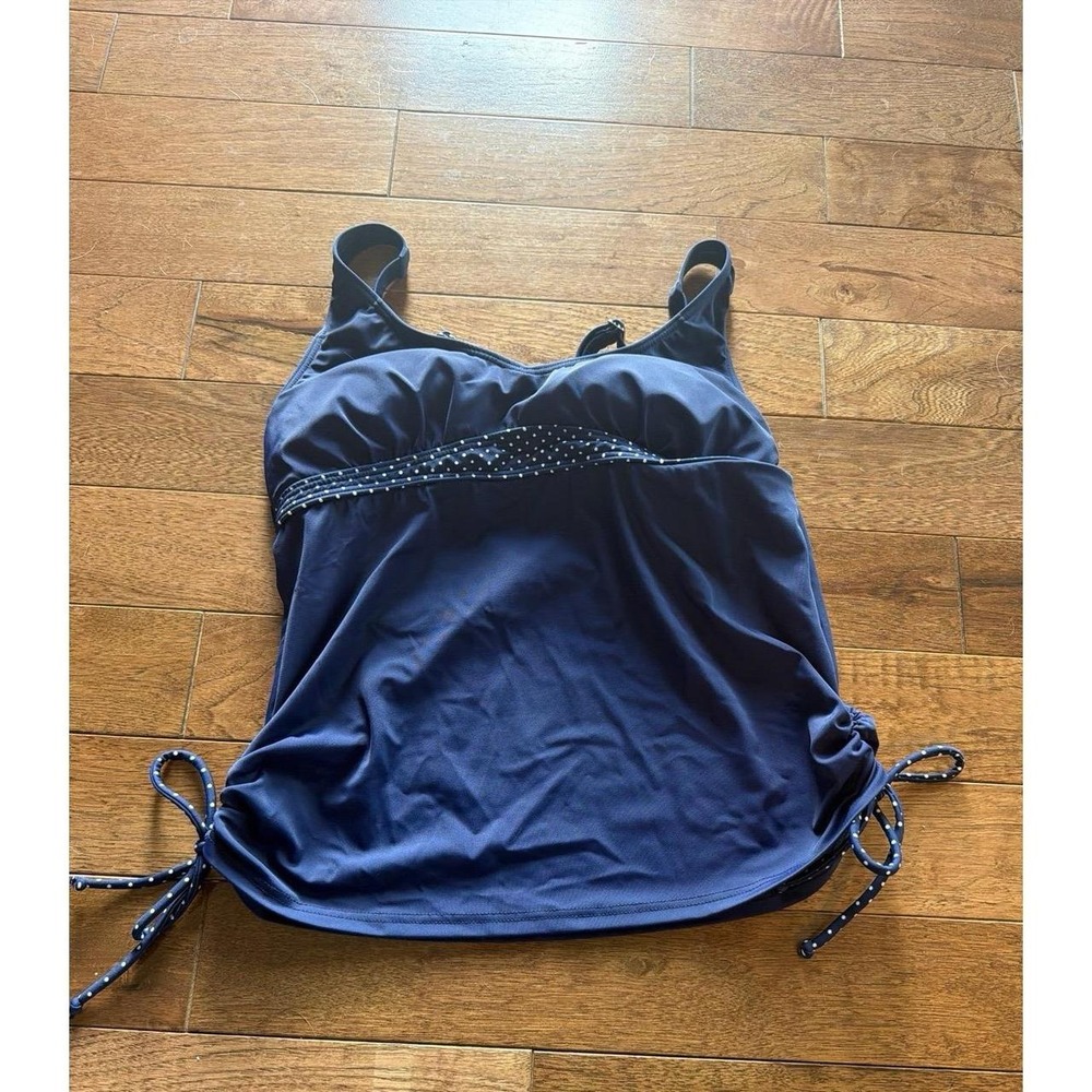 Venus Women's Blue Tankini Swim Top with Side Ties Size 10